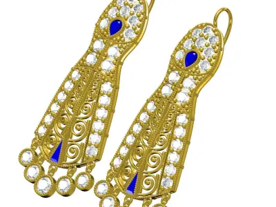 Antique Art Deco Vintage Diamond Earring 3D print model