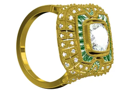 Antique Art Deco Vintage Ring 3 3D print model