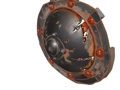 Worn Rusty Metal Combat Shield Low-poly 3D model