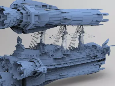 Sci fi Airship Space design 3D model