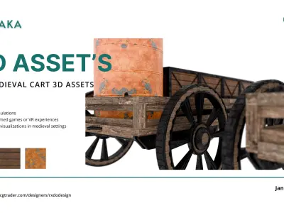 Medieval Wagon Cart Train 3D Model Assets  Low-poly 3D model