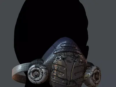 Gas mask helmet 3d model scifi Low-poly Low-poly 3D model Low-poly 3D model 16