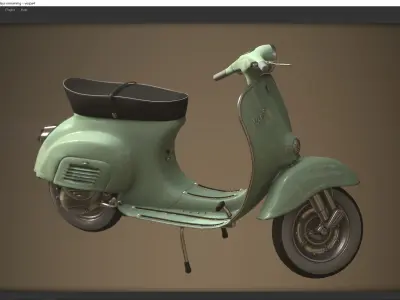 Low Poly Vespa 50s Piaggio Scooter green Low-poly 3D model