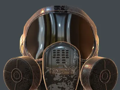 Gas mask helmet 3d model scifi Low-poly  Low-poly 3D model 57