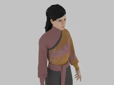 woman in asian clothes Low-poly 3D model get