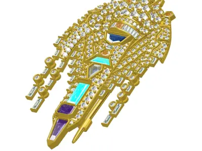 Antique Art Deco Style Diamond Brooch 3D print model