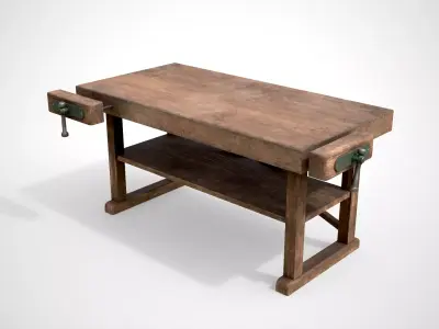 Wood Workbench Low-poly 3D model