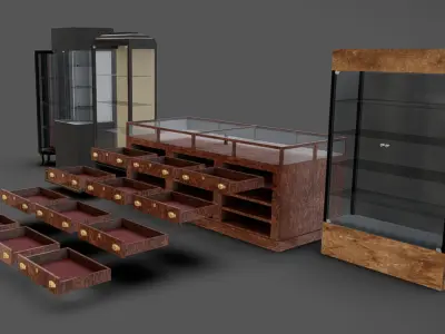 Display Cases 02 Low-poly 3D model