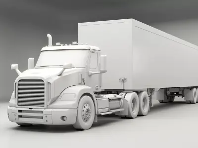Generic Semi Truck Day Cab and Dry Van Box Trailer UT 3D model