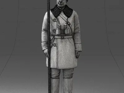 000108 Soviet Guard Soldier in Winter Uniform 0116 3D model