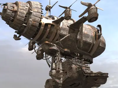 Persian Dystopian airship 1 3D model