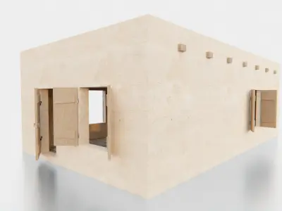  Desert ancient house with door  and window 1 Low-poly 3D model