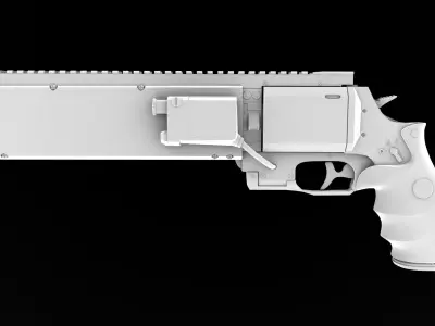 Cyberpunk Sci-Fi POLICE revolver Low-poly 3D model