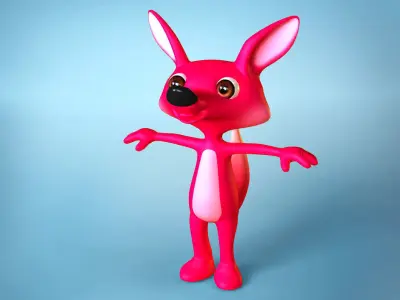 Fox cartoon character Low-poly 3D model