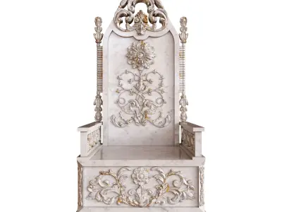 Stone throne with carved elements 3D model