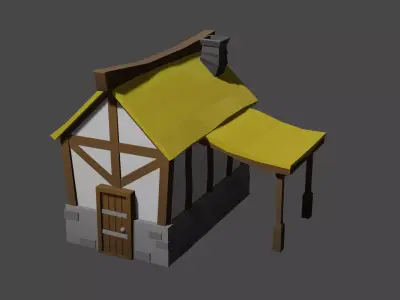 Medieval Farmhouse - Low Poly Free low-poly 3D model