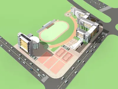 School Building 3D model 28