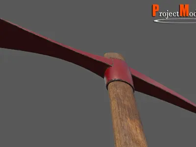 Pickaxe-Version001 axe with wooden handle Low-poly 3D model