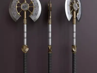 Fantasy style battle ax A1 3D model