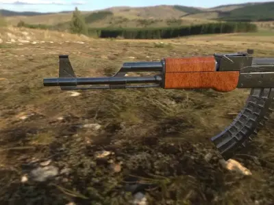 Ak-47 realistic textured moel Low-poly 3D model