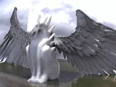 Reptile Statue winged  3D model