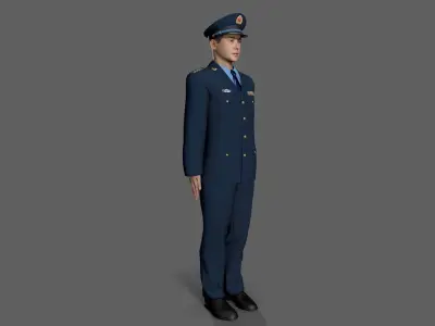 asian soldier Low-poly 3D model