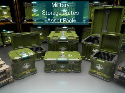 Military Storage Crates Asset Pack Low-poly 3D model