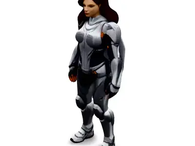 Scifi Female Soldier in Power Armor Low-poly 3D model