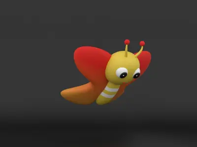 Stylized 3D Cartoon Butterfly Low-poly 3D model
