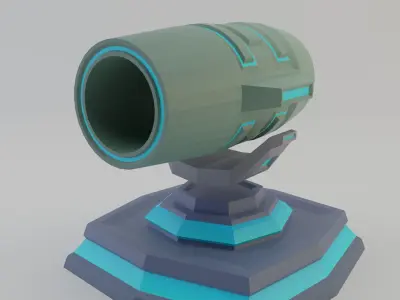 futuristic cannon low-poly 3d model Free low-poly 3D model