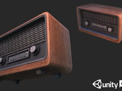 Retro Radio Low-poly 3D model