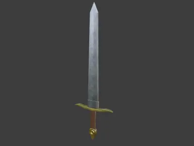 Realistic  Sword - Steel and Gold Low-poly 3D model