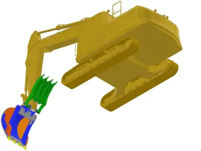 Excavator Hydraulic Thumb Grapple Bucket 3D model