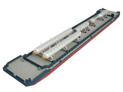 Cargo Barge Oil Refinery Low-poly 3D model