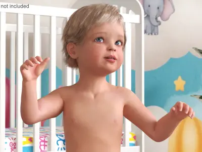One Year Old Baby Rigged 3D model