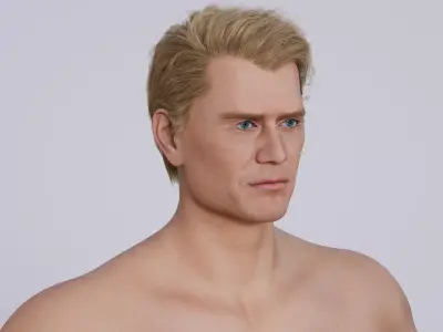Dolph Lundgren - Male Celebrity Actor - Classic Side Part Hair Low-poly 3D model