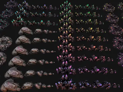 Crystals Gems Ore Mine and Caves Dungeons Resource Pack Low-poly 3D model