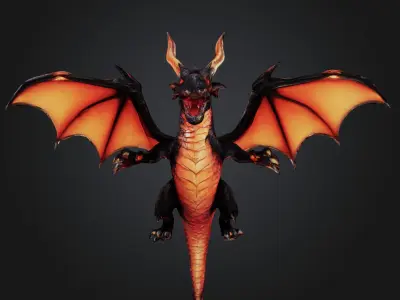 Epic Fire High Quality Dragon 3D Model for Games and Animation 3D model