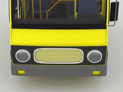 Stylized Cartoon Bus 3D Model  Low-poly 3D model