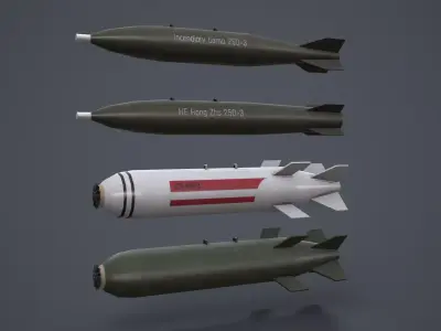 China Aviation Bomb Pack  Low-poly 3D model