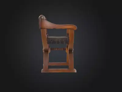 Antique Carved Chair Low-poly 3D model
