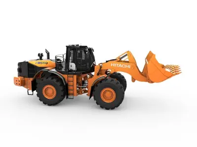 Rigged Hitachi Construction Machinery ZW550 Wheel Loader 3D model