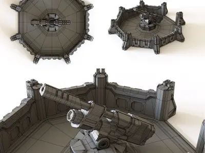 Sci fi Artillery Emplacement for tabletop scenery 3D print model