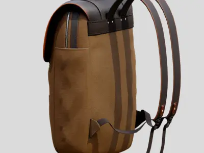 Canvas Backpack Low-poly 3D model