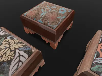 Wooden 3 IN 1 Cushion Low-poly 3D model