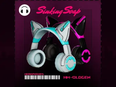 Hatsune Miku Headphones Low-poly 3D model
