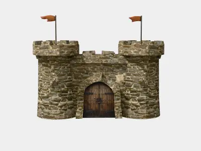Medieval Castle with Towers Low-poly 3D model