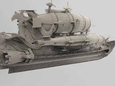 Massive Zeppelin Juggernaut Military 3D model