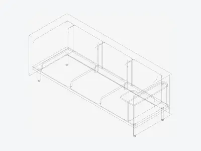 Sofa - Contemporary - Flame - Medium Work Shelf Low-poly 3D model