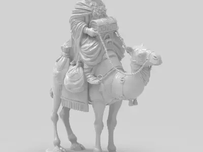 Melchior on Camel High-Detail Nativity King  3D print model
